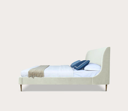 Heather Velvet Upholstered Curved Platform Bed by Manhattan Comfort