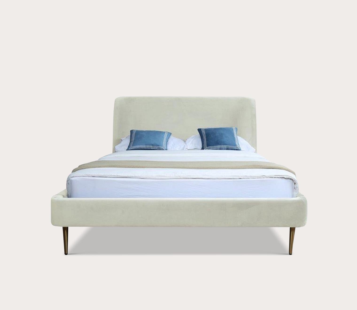 Heather Velvet Upholstered Curved Platform Bed by Manhattan Comfort