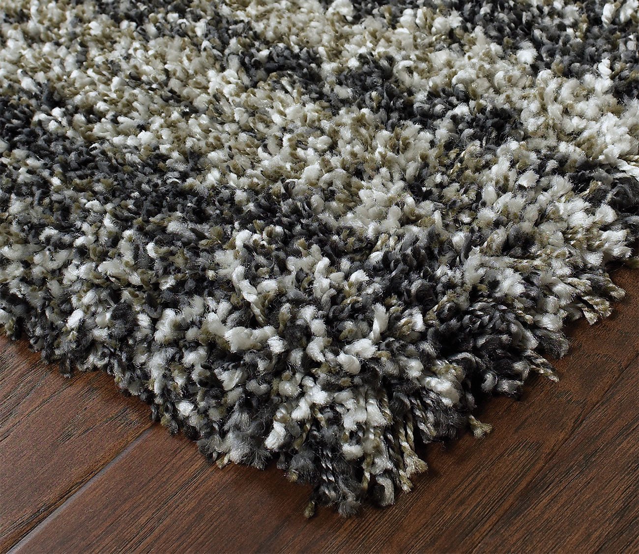 Henderson Charcoal Grey Stripe Shag Rug by Oriental Weavers