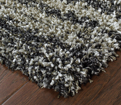 Henderson Charcoal Grey Stripe Shag Rug by Oriental Weavers