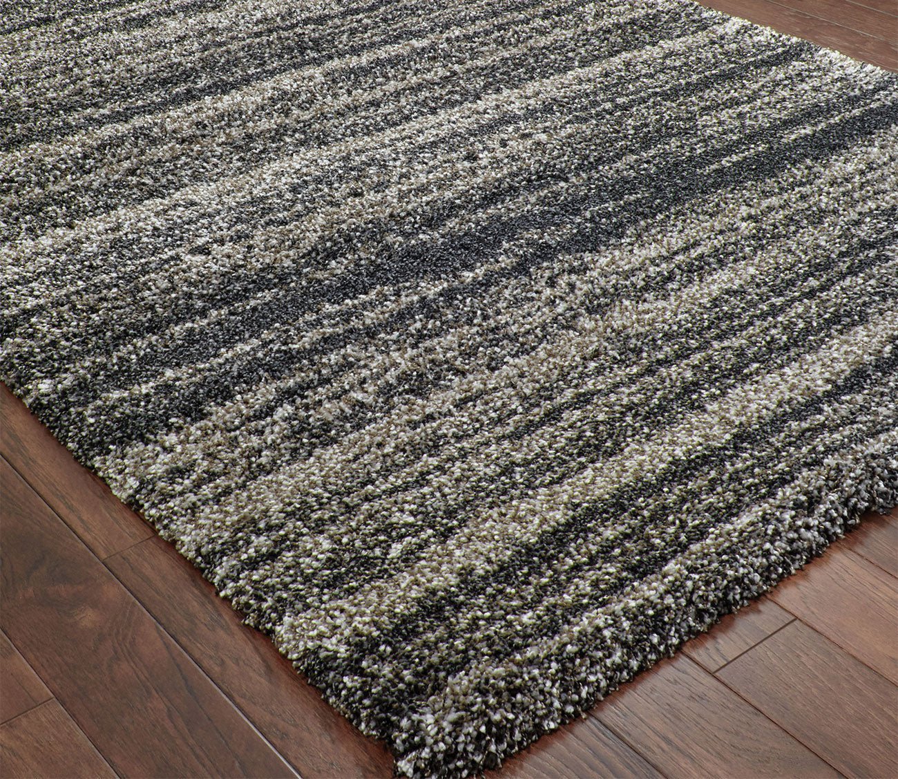 Henderson Charcoal Grey Stripe Shag Rug