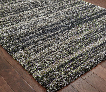 Henderson Charcoal Grey Stripe Shag Rug by Oriental Weavers