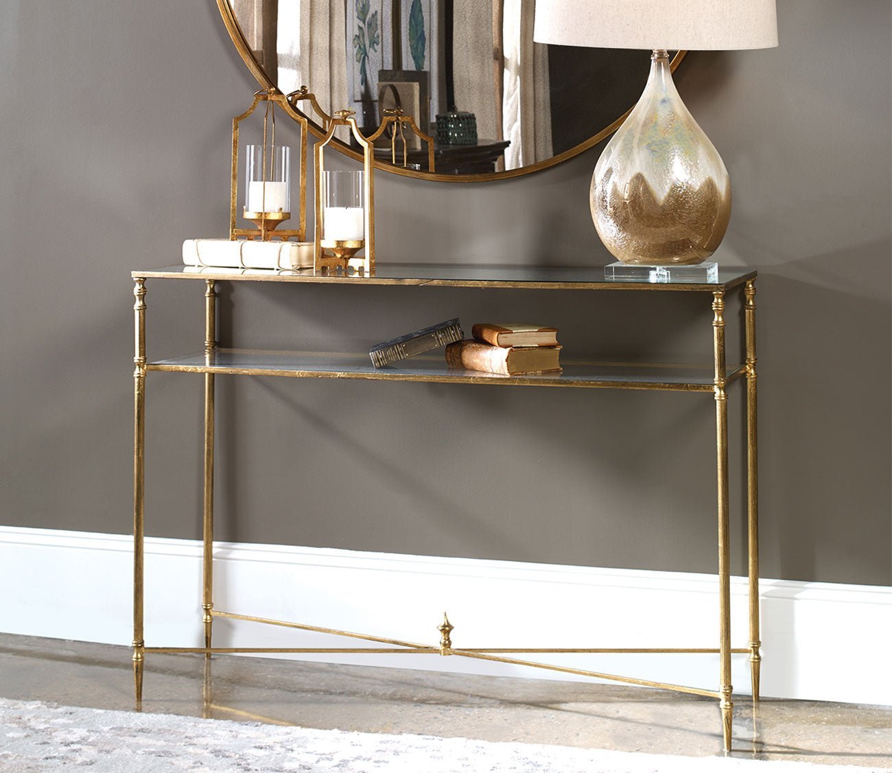 Henzler Mirrored Glass Console Table