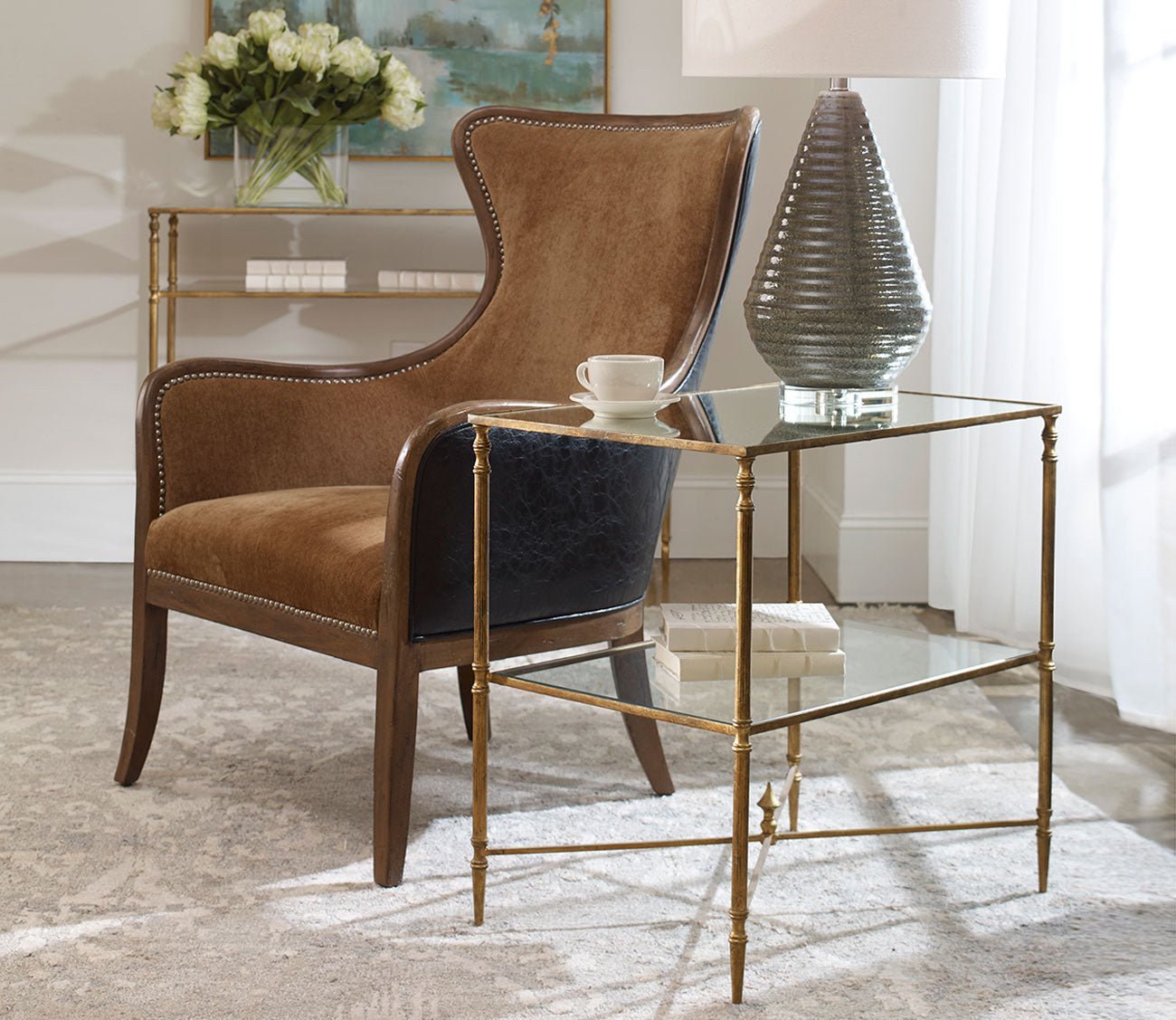 Henzler Mirrored Glass Lamp Table