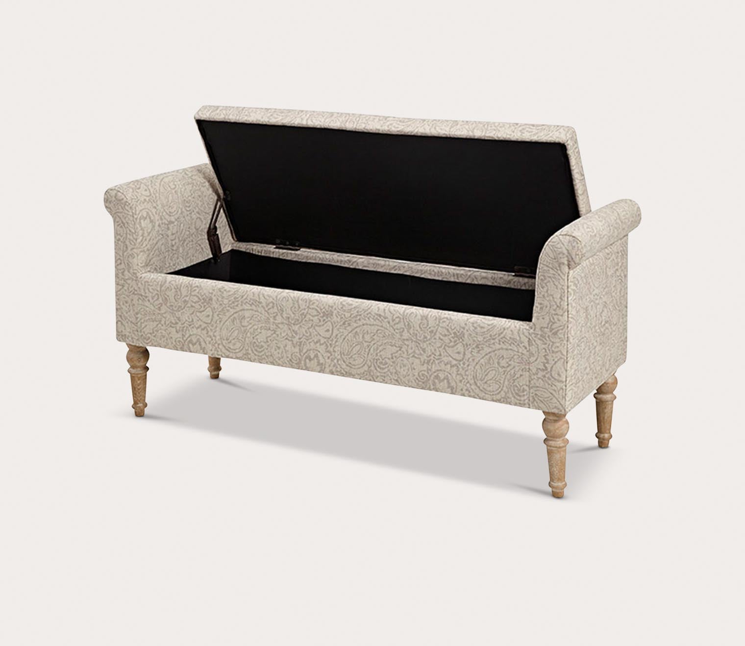 Holiday Beige Printed Fabric Storage Bench by Martha Stewart