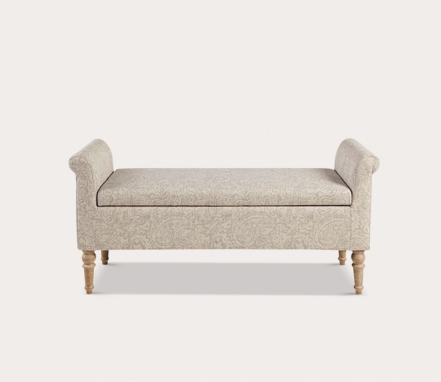 Holiday Beige Printed Fabric Storage Bench by Martha Stewart
