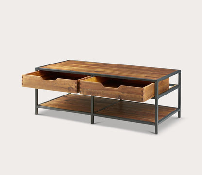 Hudson Acacia Wood 2-Drawer Coffee Table by Madison Park