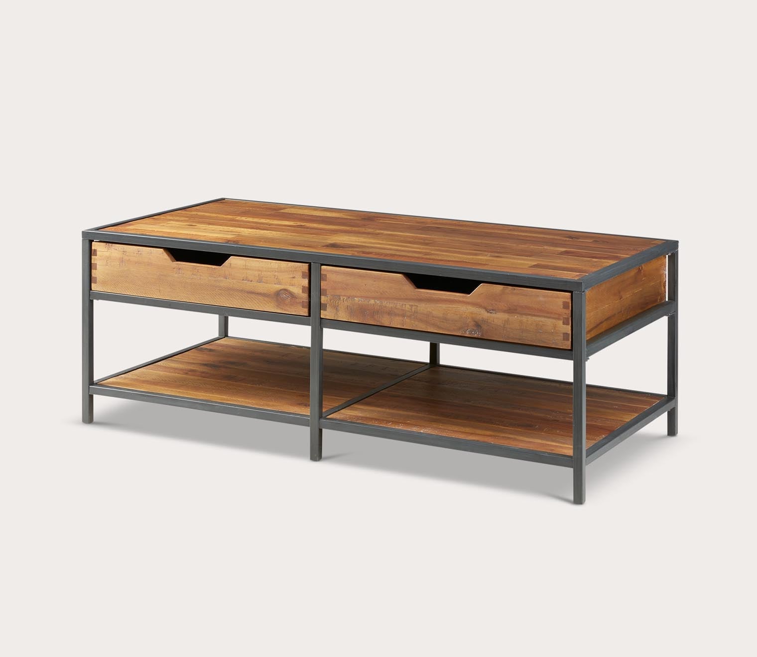 Hudson Acacia Wood 2-Drawer Coffee Table