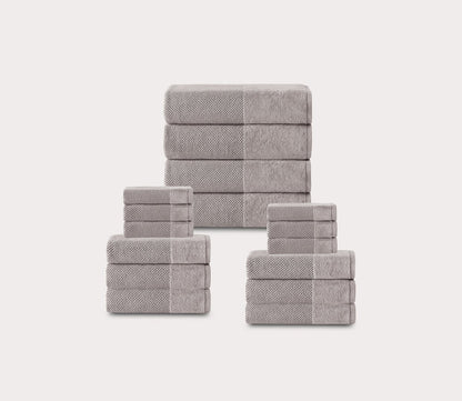 Incanto 16-Piece Turkish Cotton Towel Set in 6 Colors by Enchante