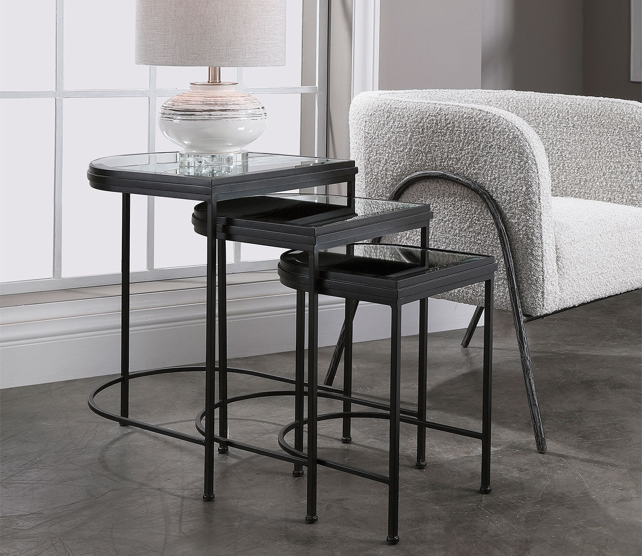 India Black Nesting Tables Set of 3