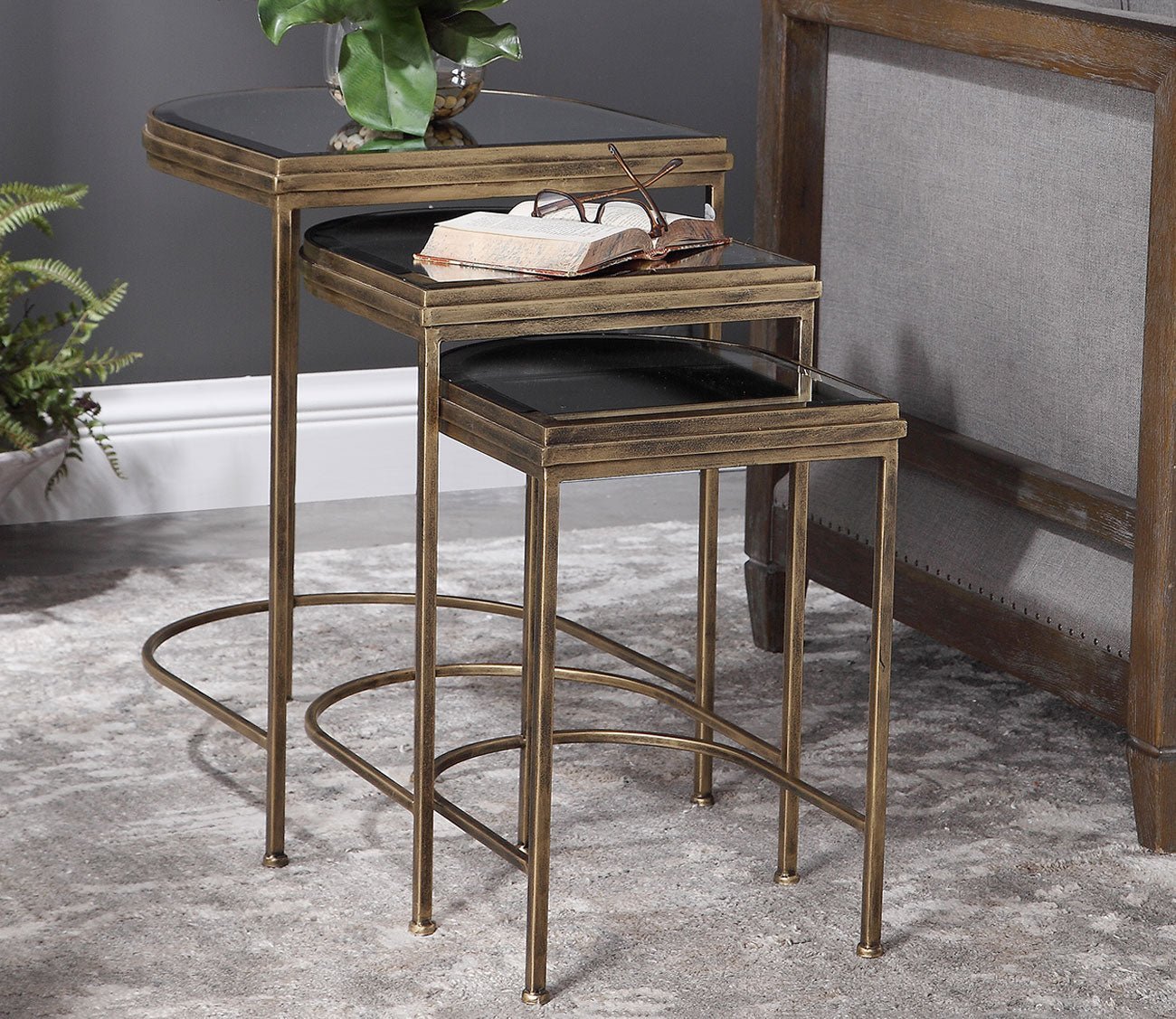 India Gold Nesting Tables Set of 3