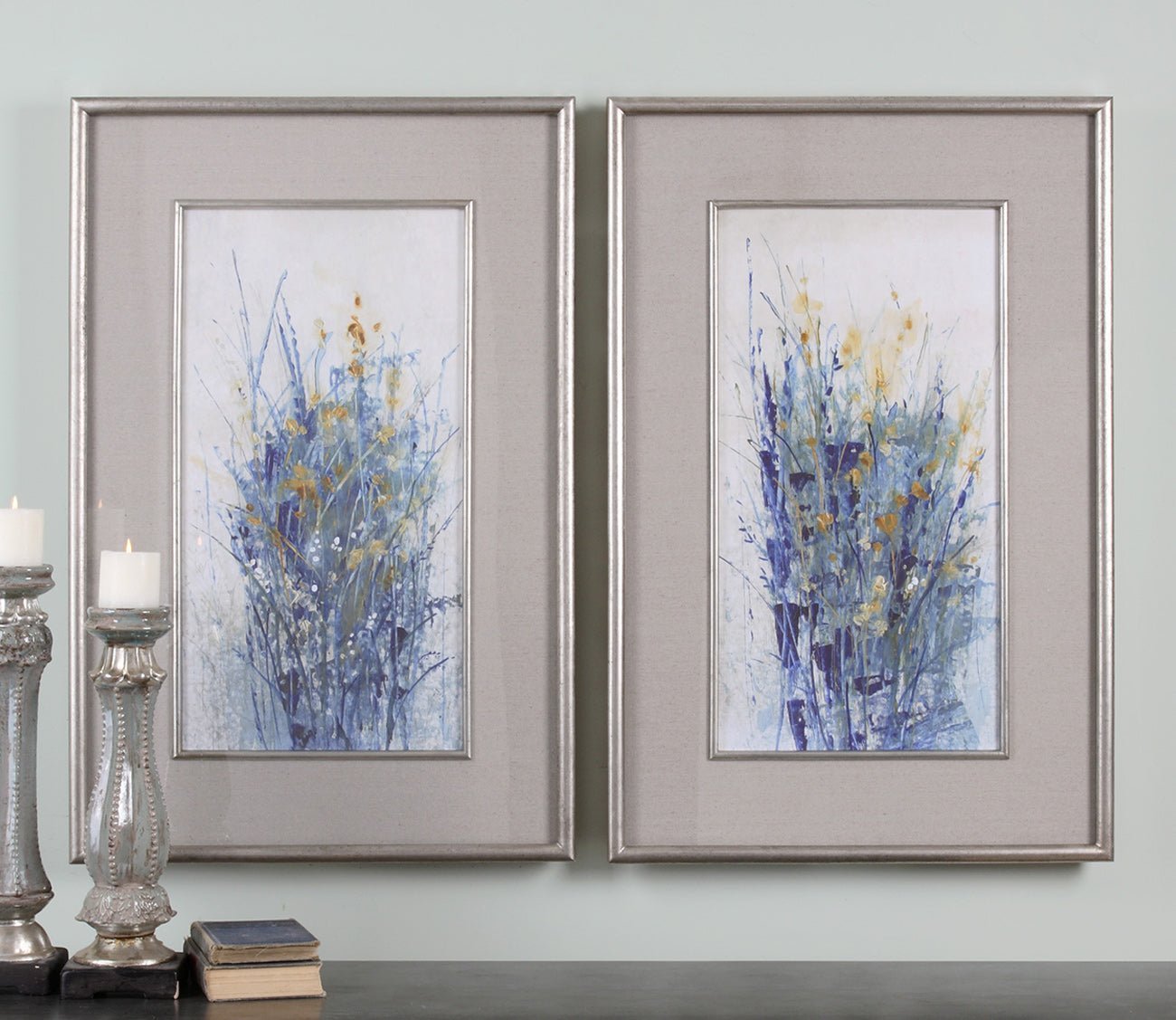 Indigo Florals Framed Prints Set of 2