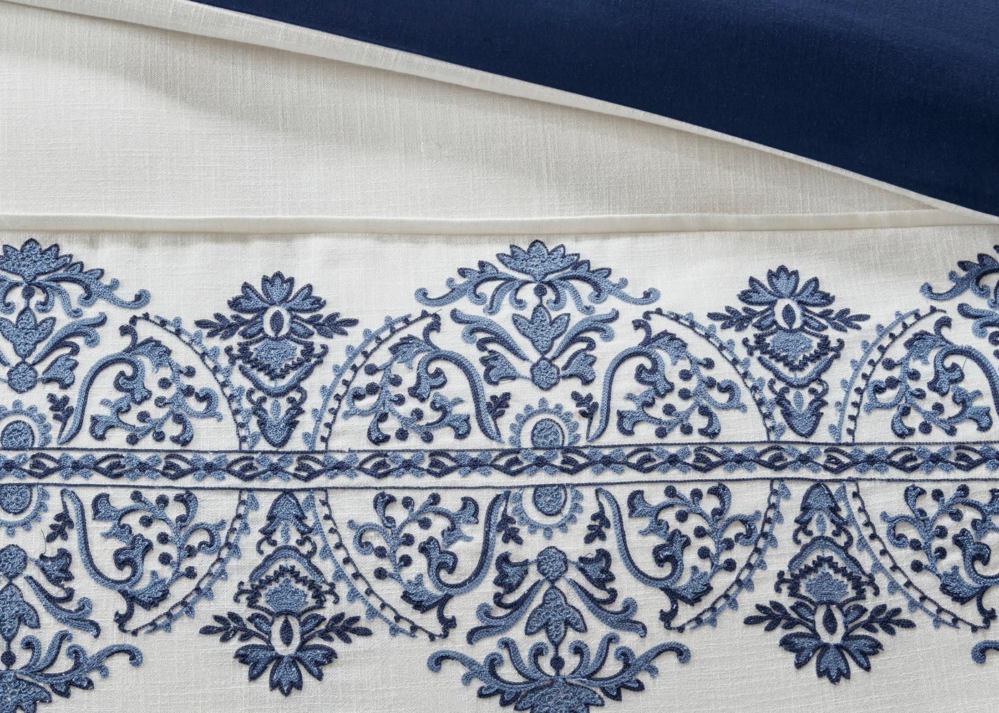 Indigo Sky Embroidered Faux Linen Oversized Comforter Set by Madison Park Signature