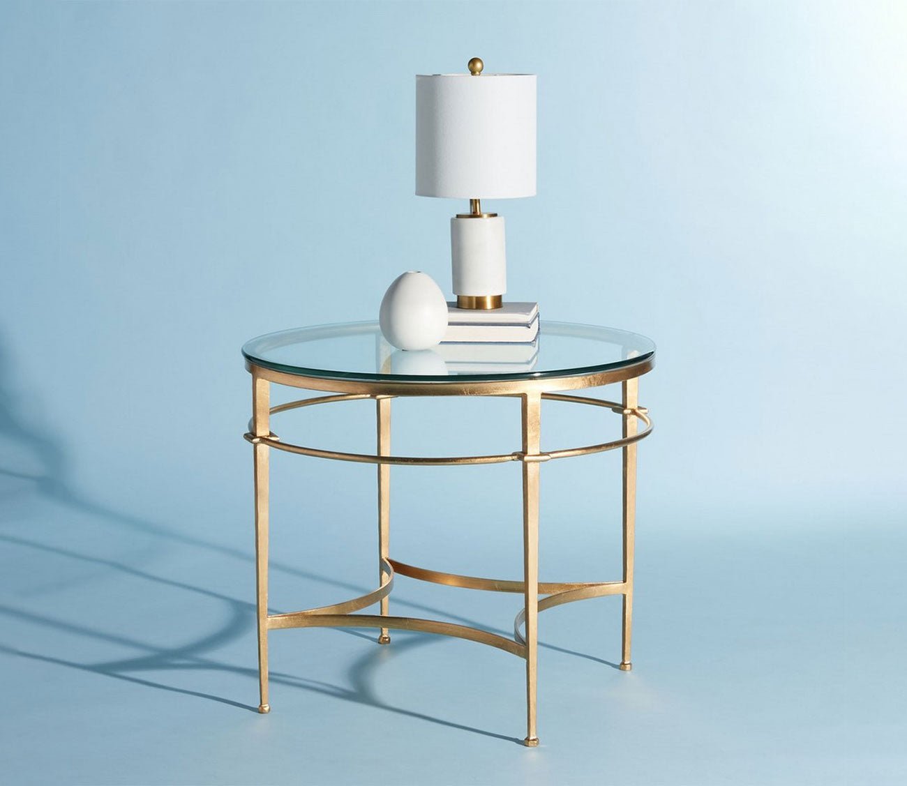 Ingmar Round Antique Gold Glass Side Table