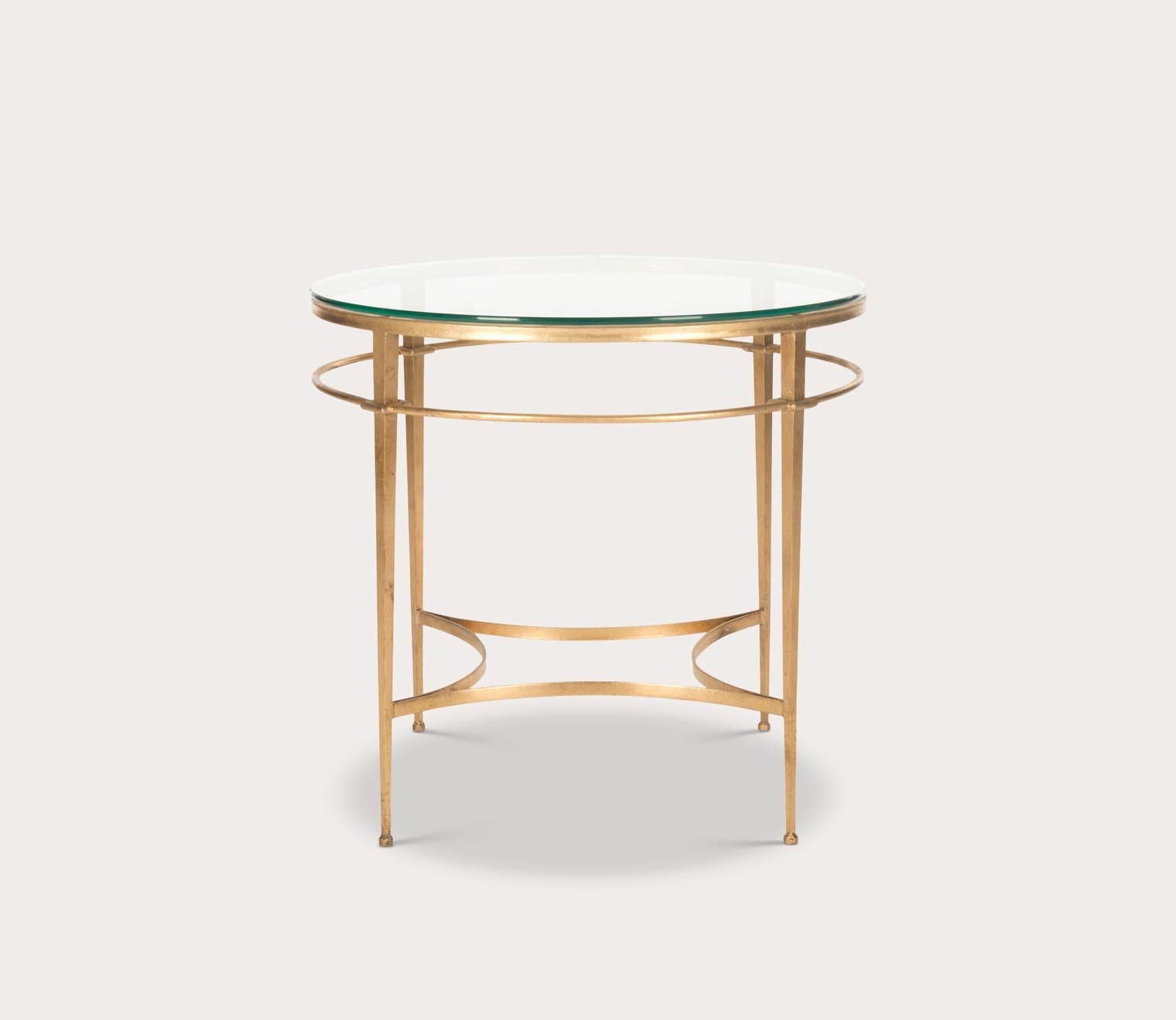 Ingmar Round Antique Gold Glass Side Table by Safavieh