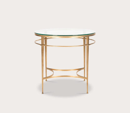 Ingmar Round Antique Gold Glass Side Table by Safavieh