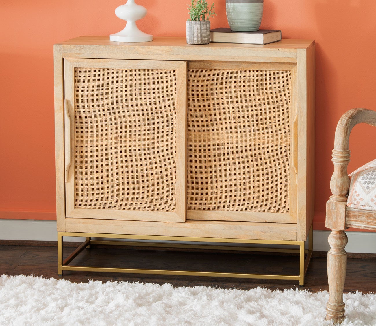 Janie Rattan 2-Sliding Door Accent Cabinet
