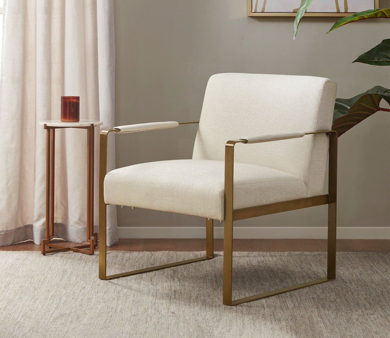 Jayco Cream Fabric Upholstered Accent Chair by Martha Stewart