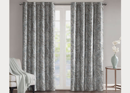 Jenelle Paisley Printed Total Blackout Grommet Top Curtain Panel by SunSmart