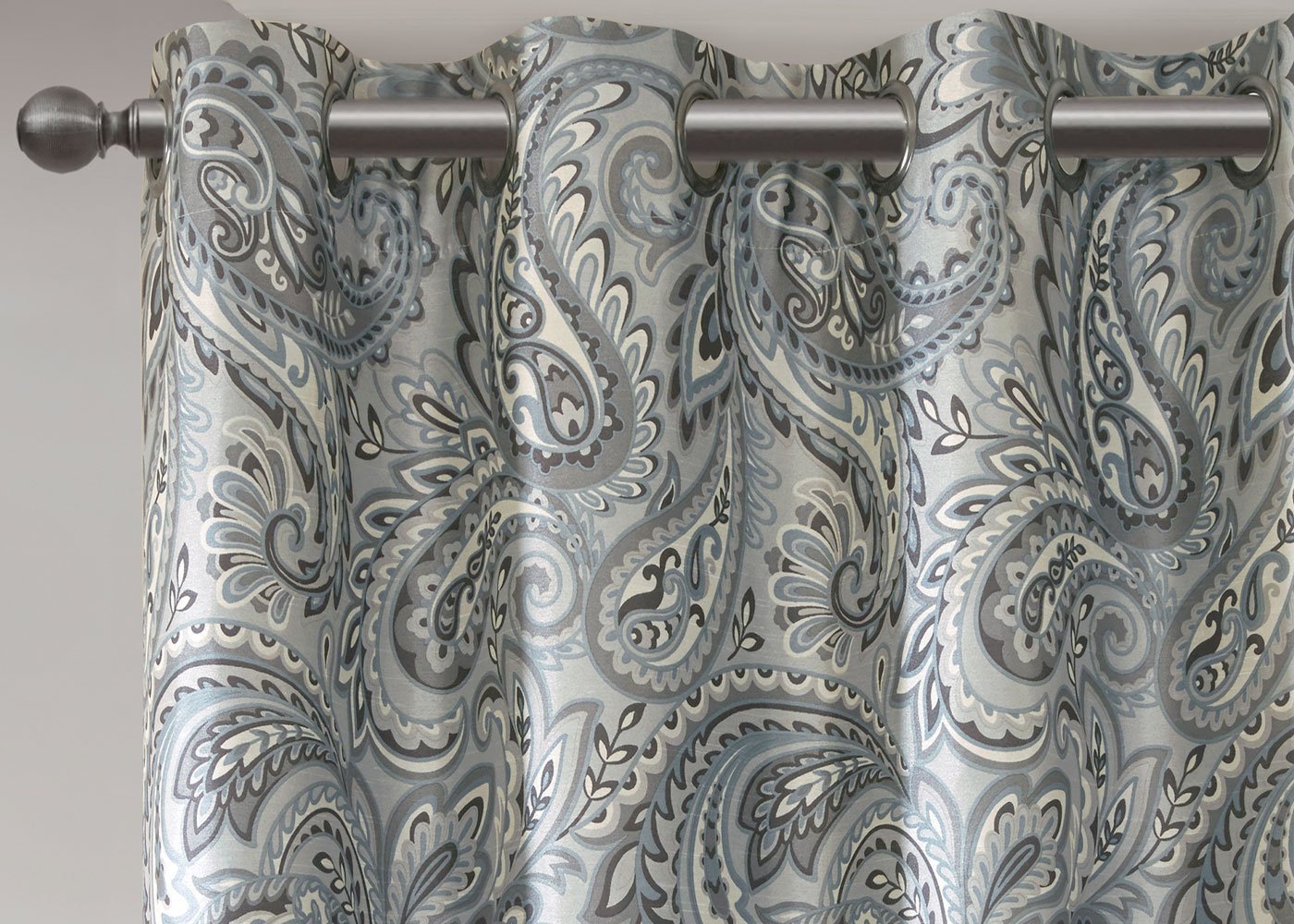 Jenelle Paisley Printed Total Blackout Grommet Top Curtain Panel by SunSmart