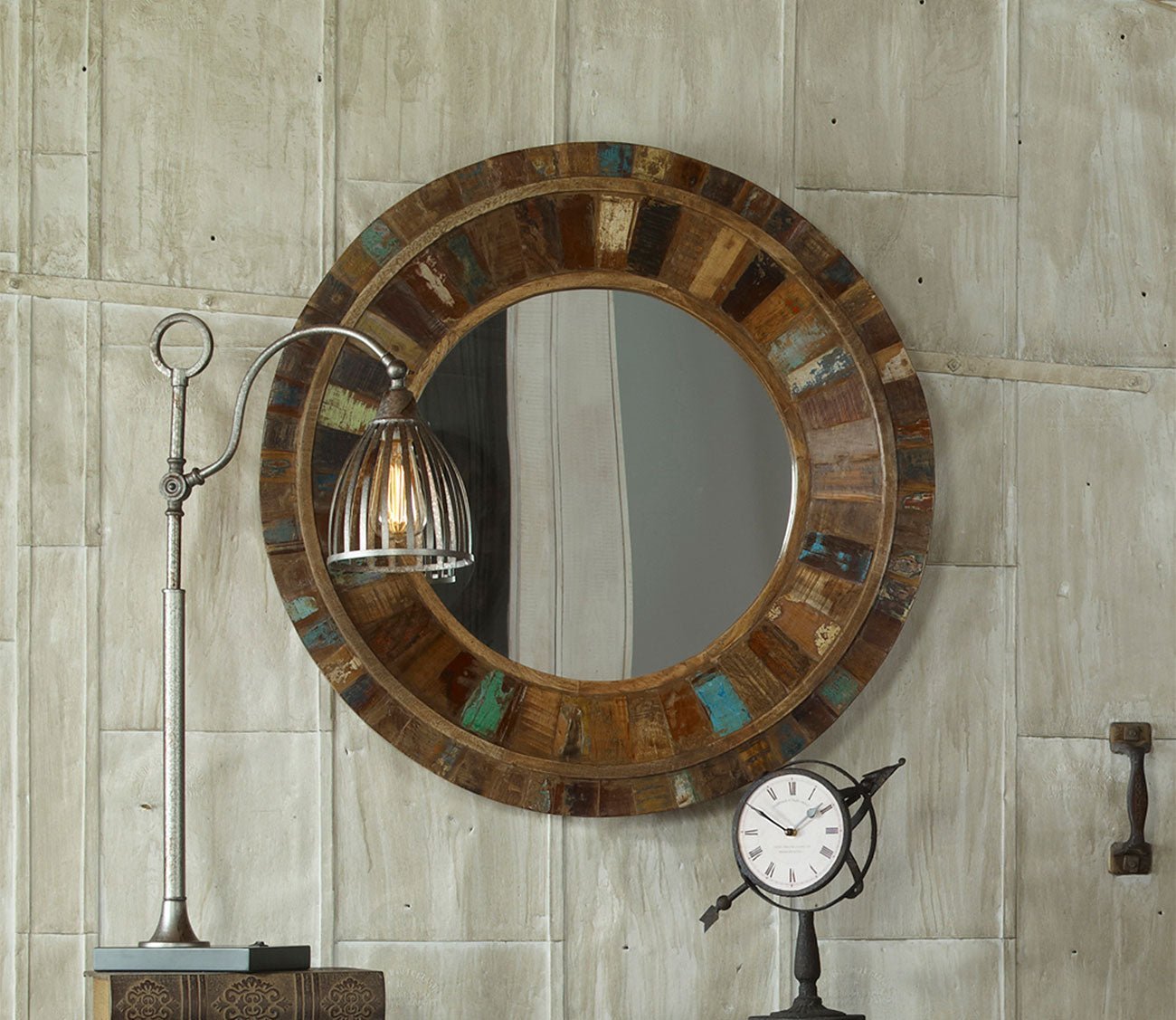 Jeremiah Round Wood Mirror by Uttermost