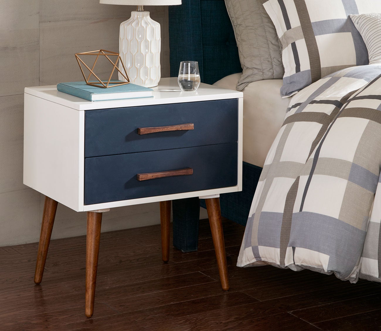 Ink & Ivy Jeremy White 2-Drawer Storage Nightstand