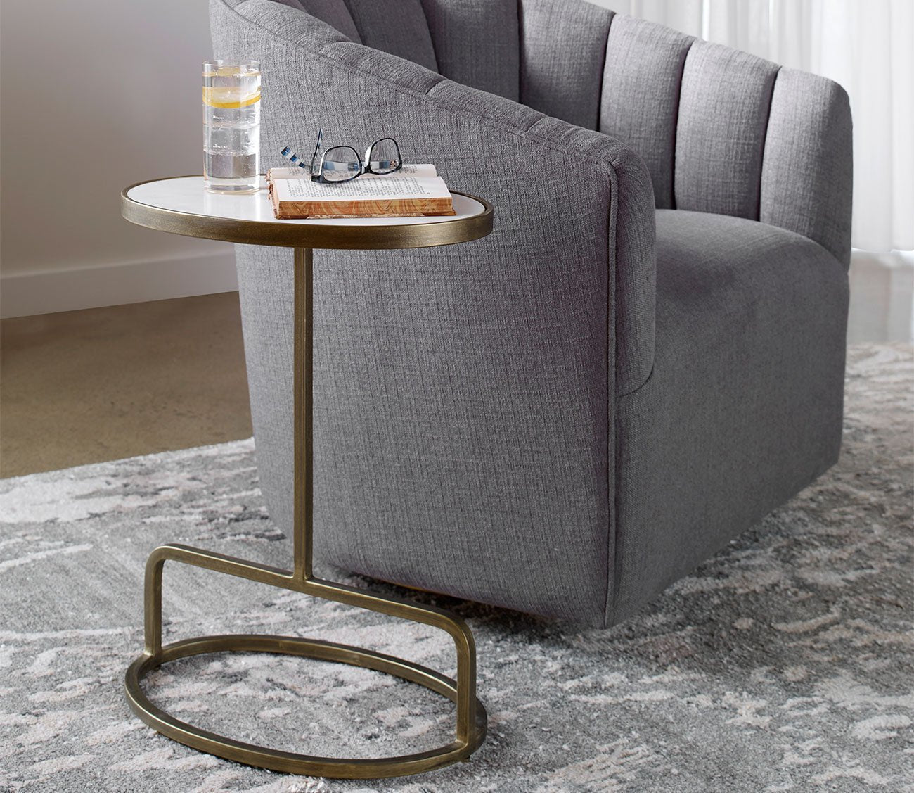 Jessenia White Marble Accent Table