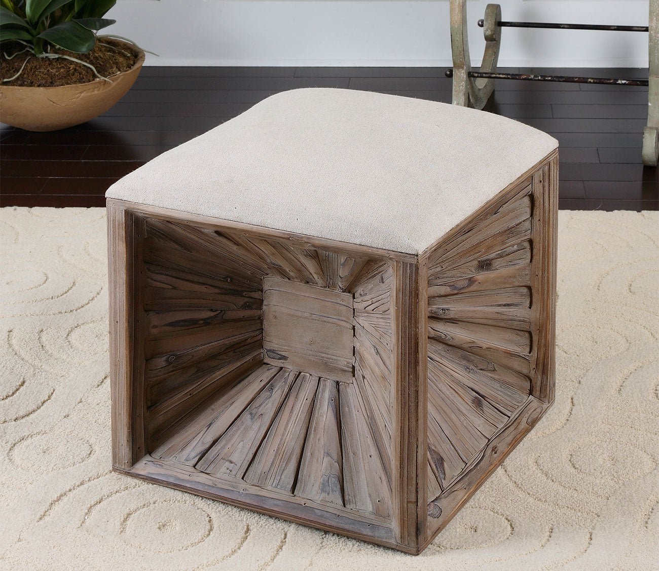 Jia Wooden Ottoman by Uttermost