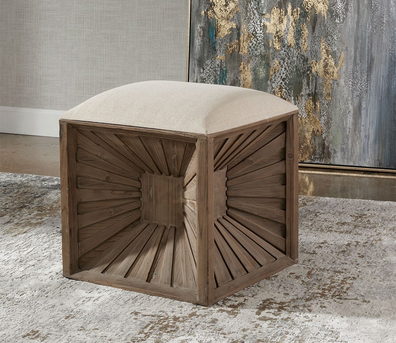 Jia Wooden Ottoman by Uttermost
