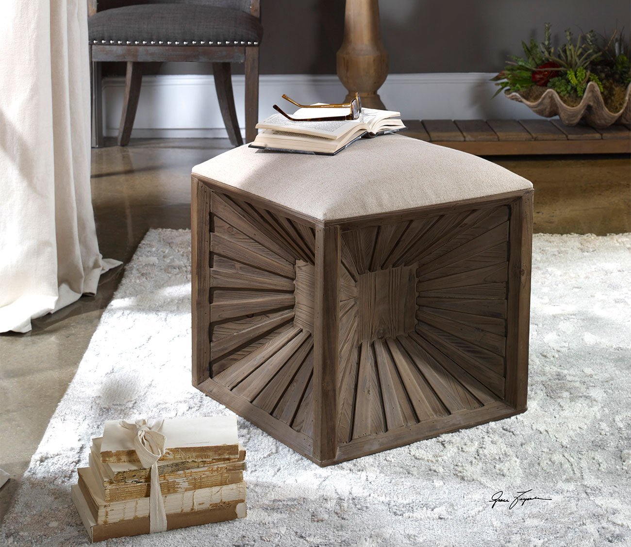 Jia Wooden Ottoman