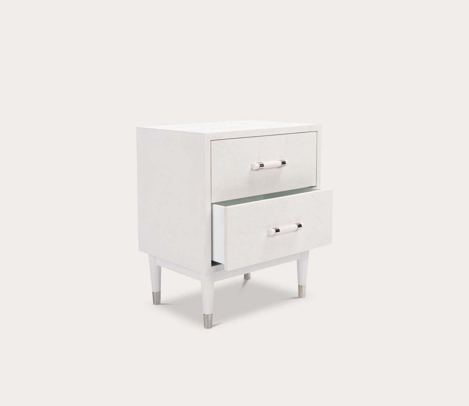 Jodie 2-Drawer Ivory Faux Shagreen Nightstand by Safavieh