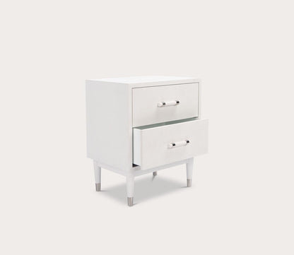 Jodie 2-Drawer Ivory Faux Shagreen Nightstand by Safavieh