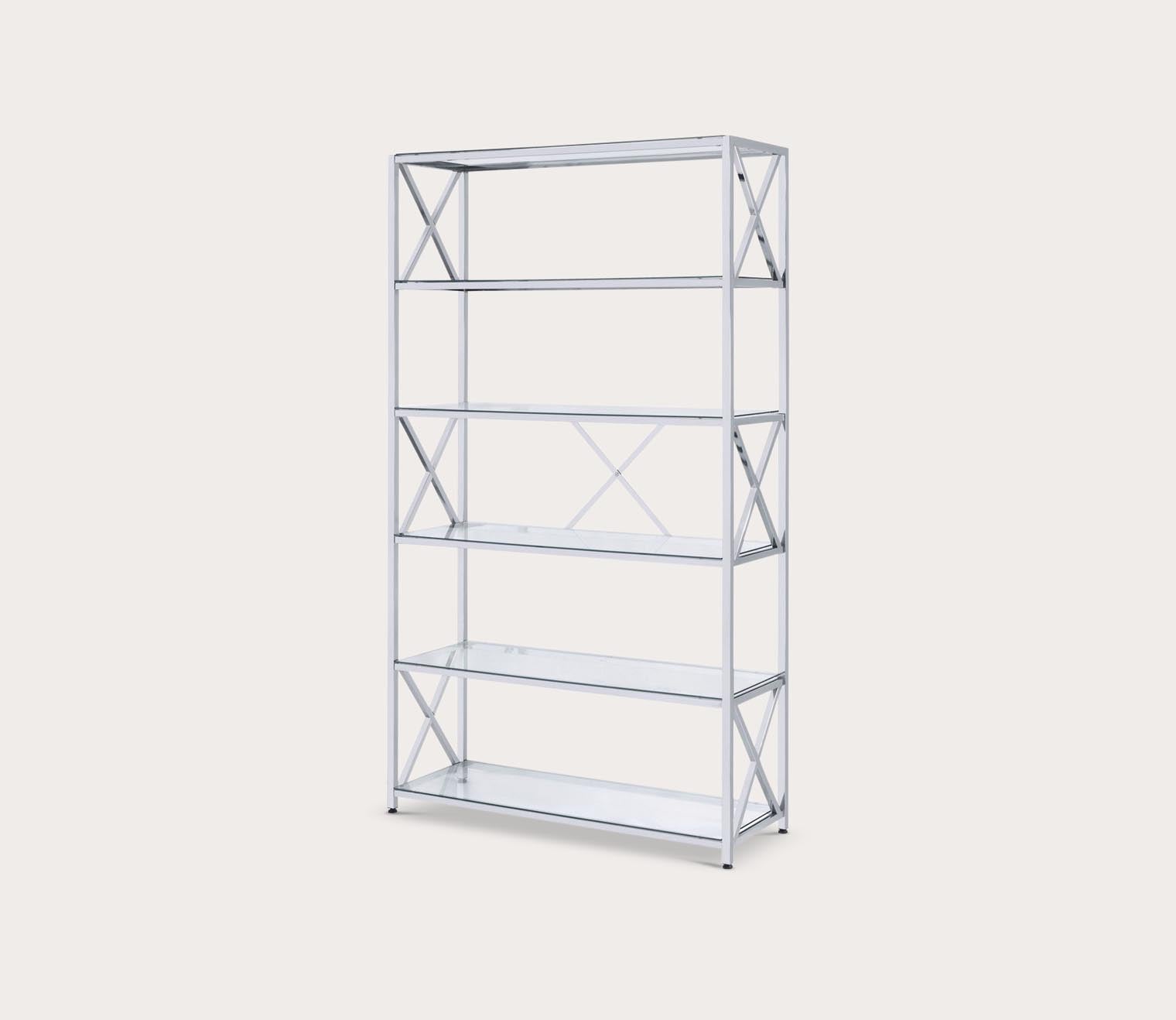 Johanna 5-Shelf Chrome Metal Bookcase by Safavieh