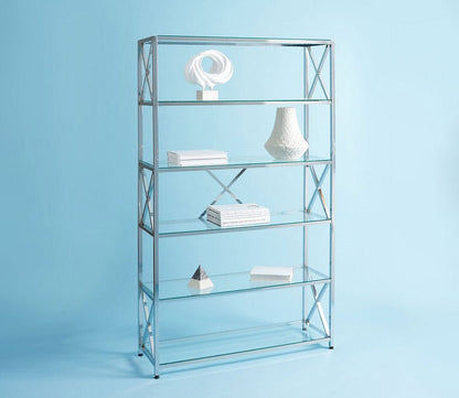 Johanna 5-Shelf Chrome Metal Bookcase by Safavieh
