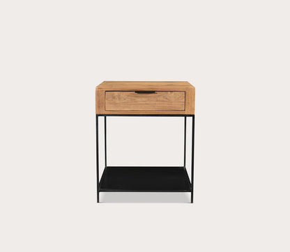 Joliet Solid Teak Wood 1-Drawer Side Table by Moe's Furniture