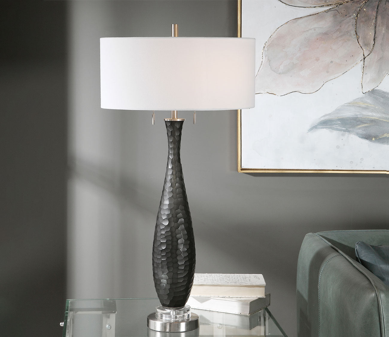 Jothan Frosted Black Table Lamp