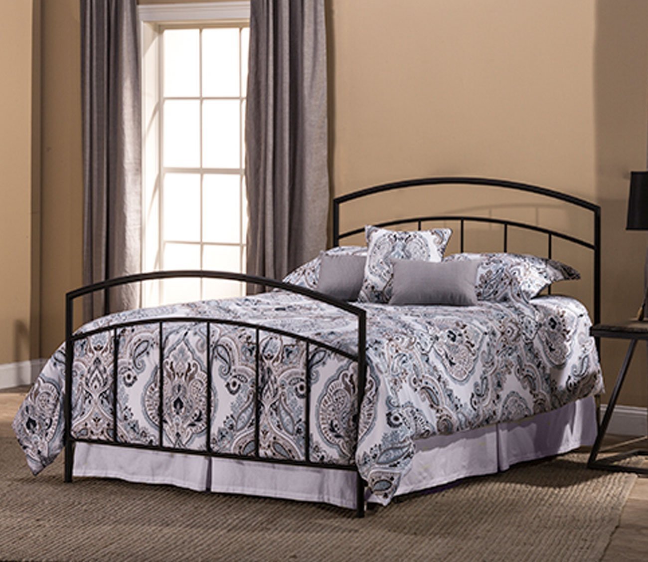 Julia Arched Black Metal Headboard by Hillsdale