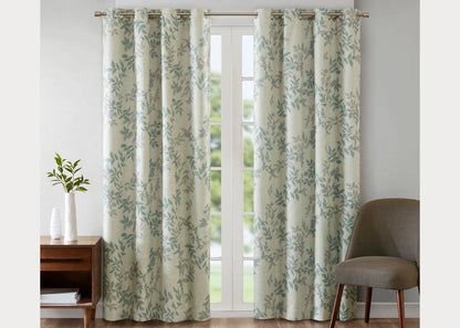 Julie Botanical Printed Blackout Grommet Top Curtain Panel by SunSmart
