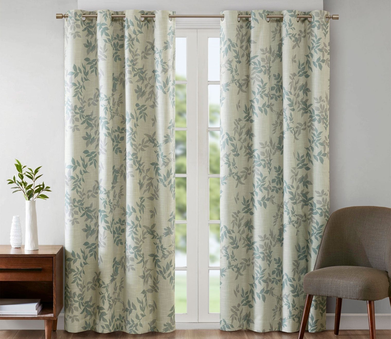 Julie Botanical Printed Blackout Grommet Top Curtain Panel