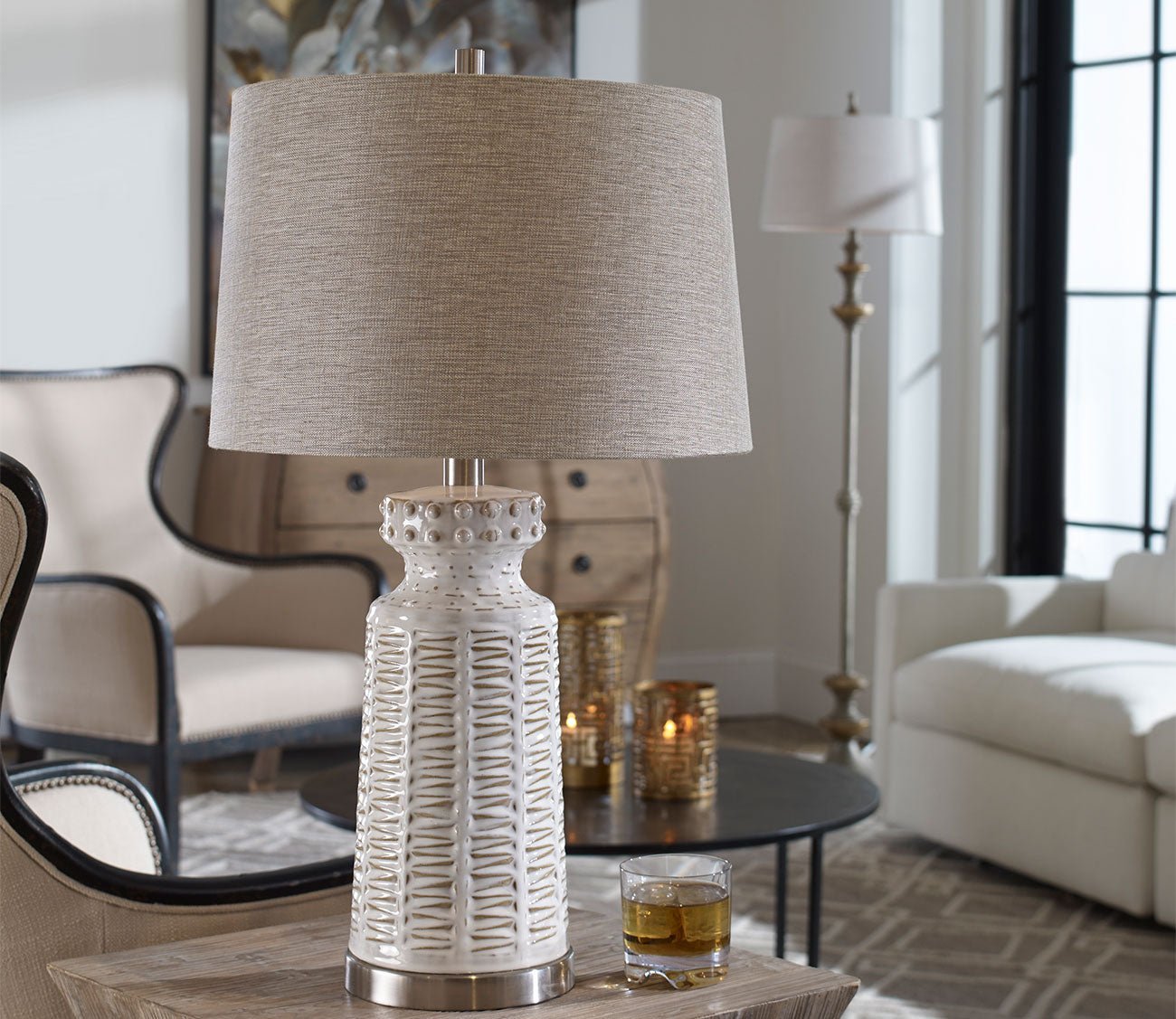 Kansa Distressed White Table Lamp