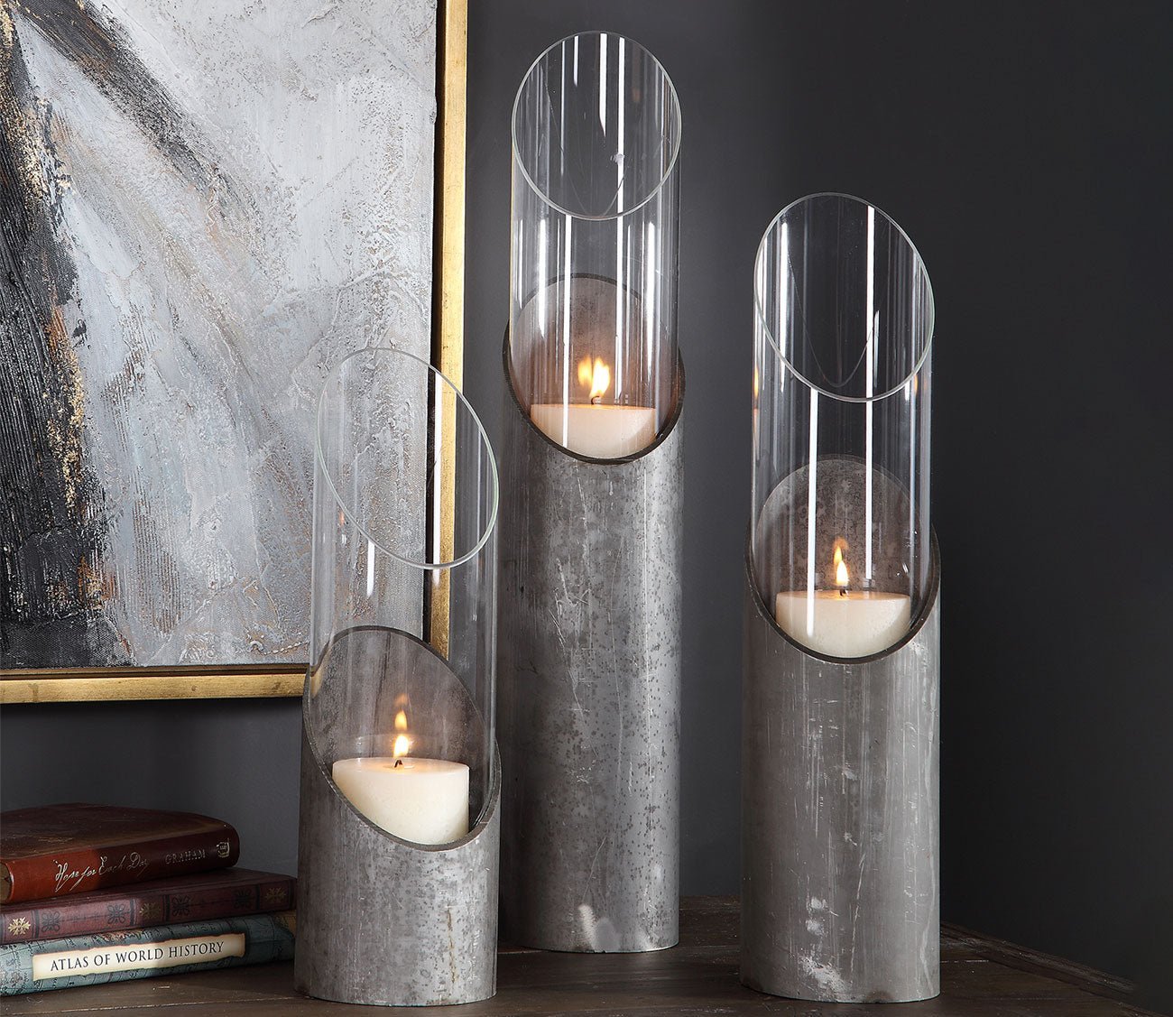 Karter Iron & Glass Candleholders by Uttermost