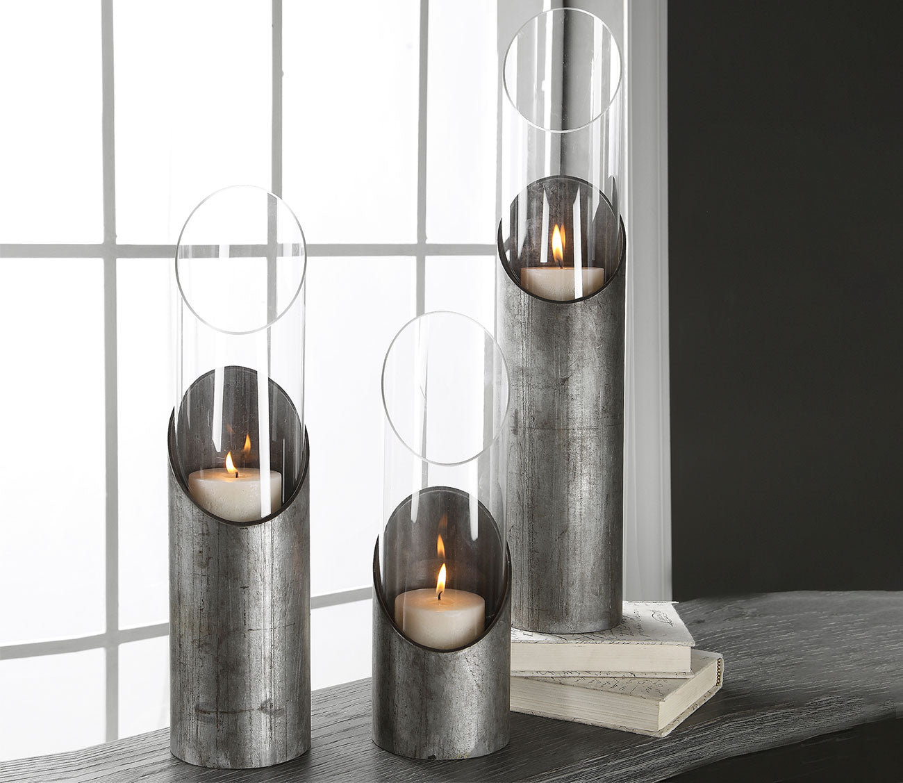 Karter Iron & Glass Candleholders by Uttermost