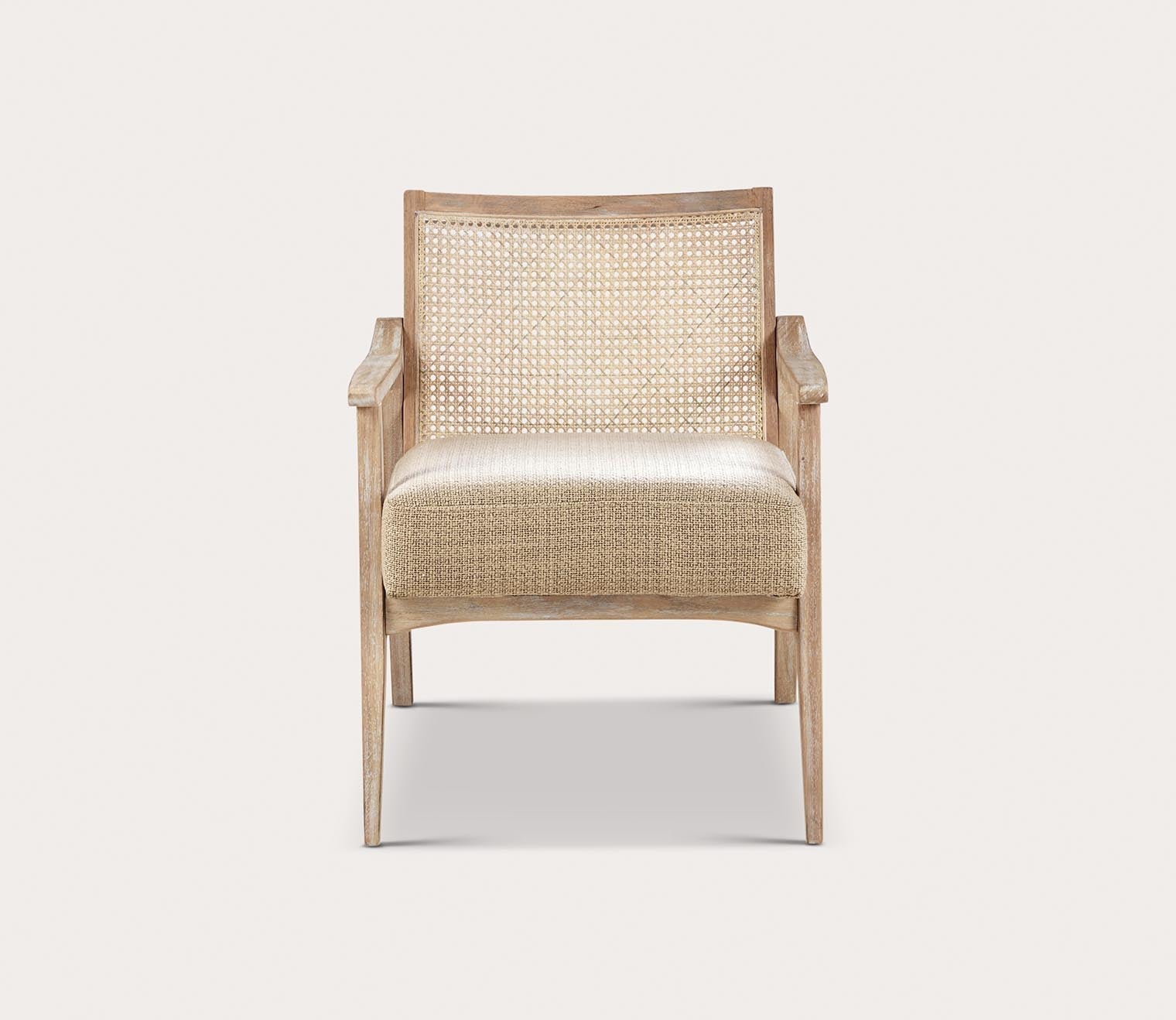 Kelly Cane Inset Wood Accent Chair by INK + IVY