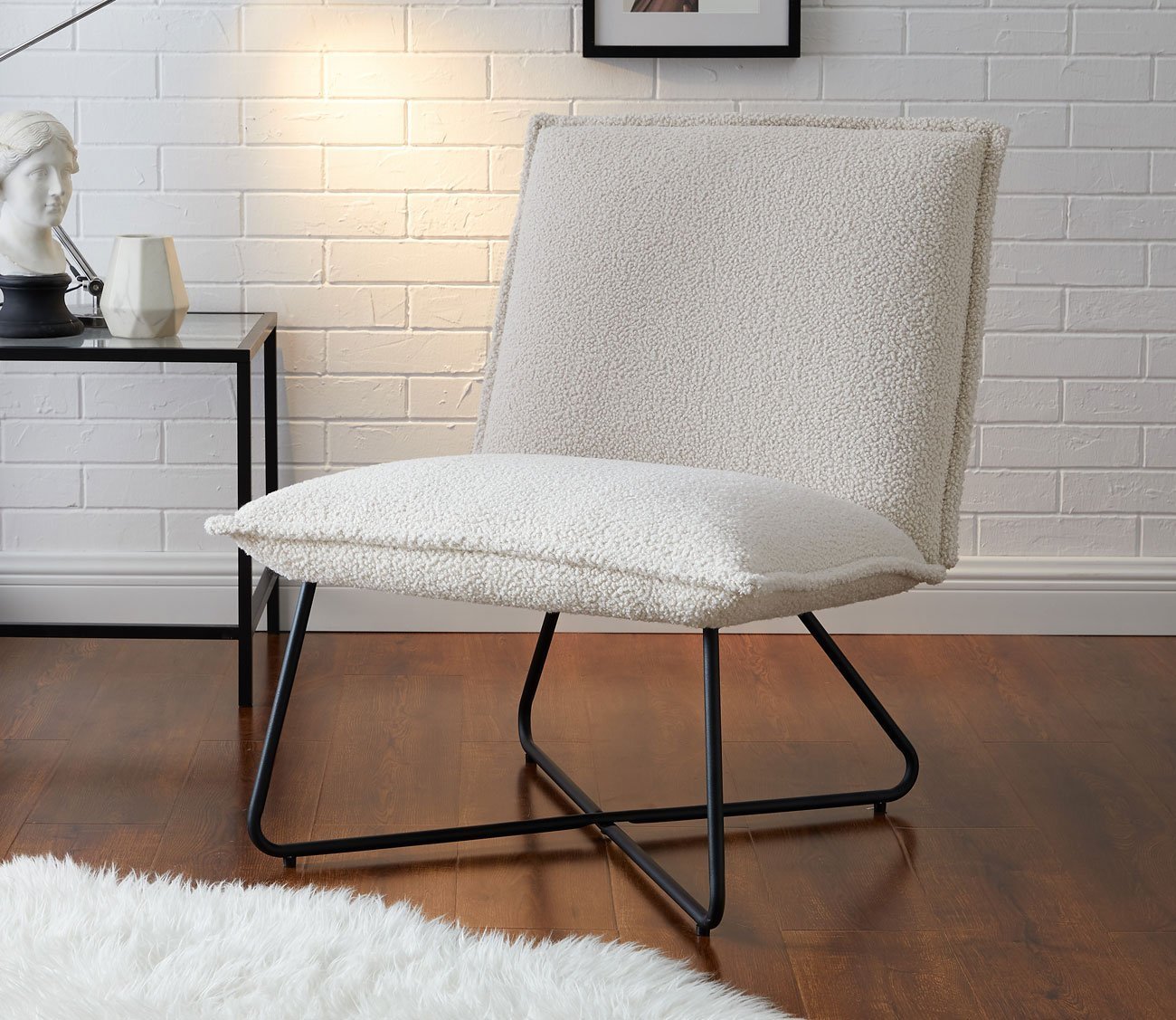 Kelvin Sherpa Upholstered Armless Accent Chair by Linon