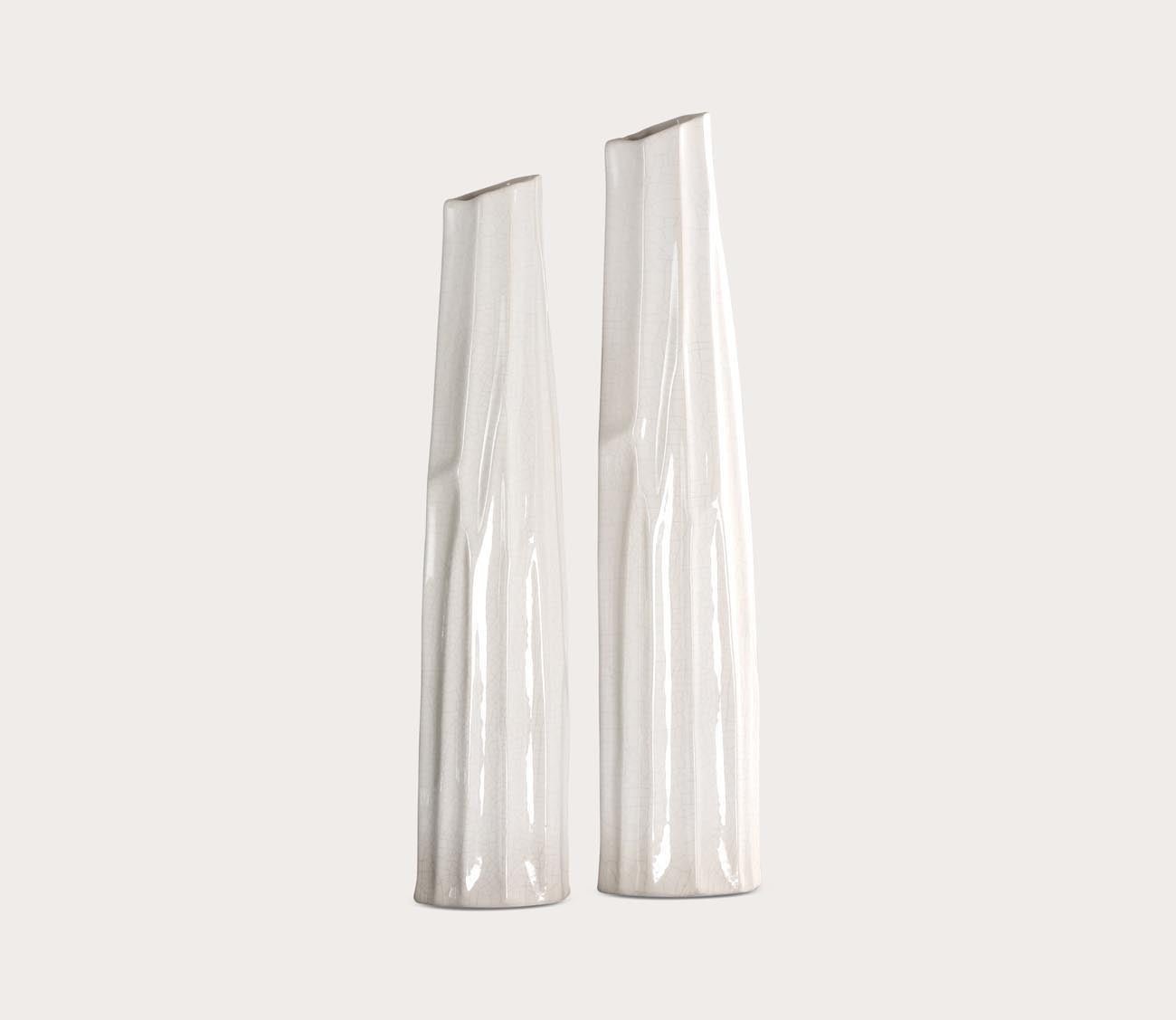 Kenley Crackled White Vases Set of 2 by Uttermost