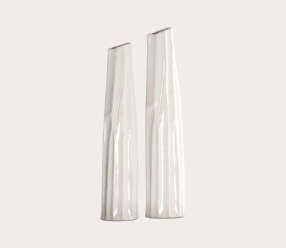 Kenley Crackled White Vases Set of 2 by Uttermost