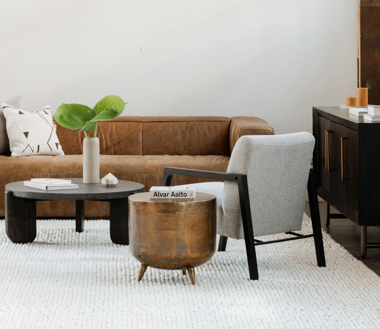 Kettel Brass Drum Accent Table by Moe's Furniture