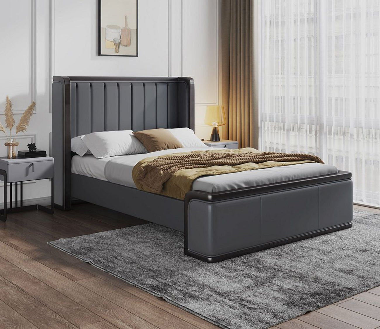 Kingdom Channel Tufted Faux Leather Upholstered Bed by Manhattan Comfort