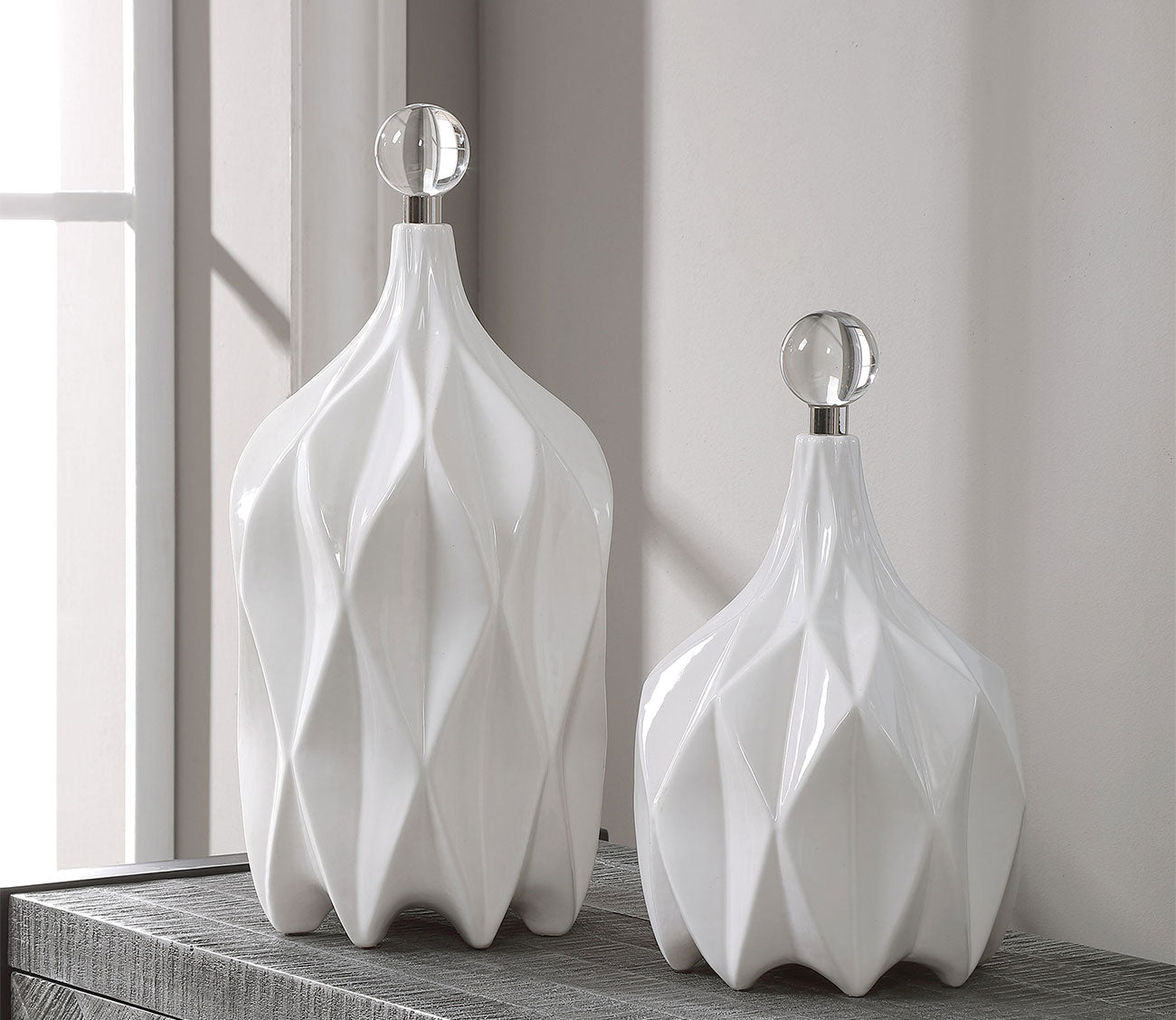 Klara White Bottles Set of 2