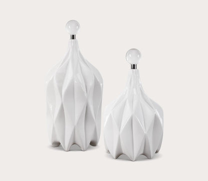 Klara White Bottles Set of 2 by Uttermost